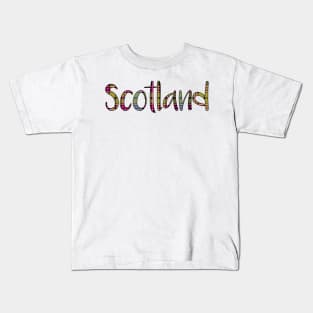 SCOTLAND, Pink, Blue and Yellow Tartan Style Design Kids T-Shirt